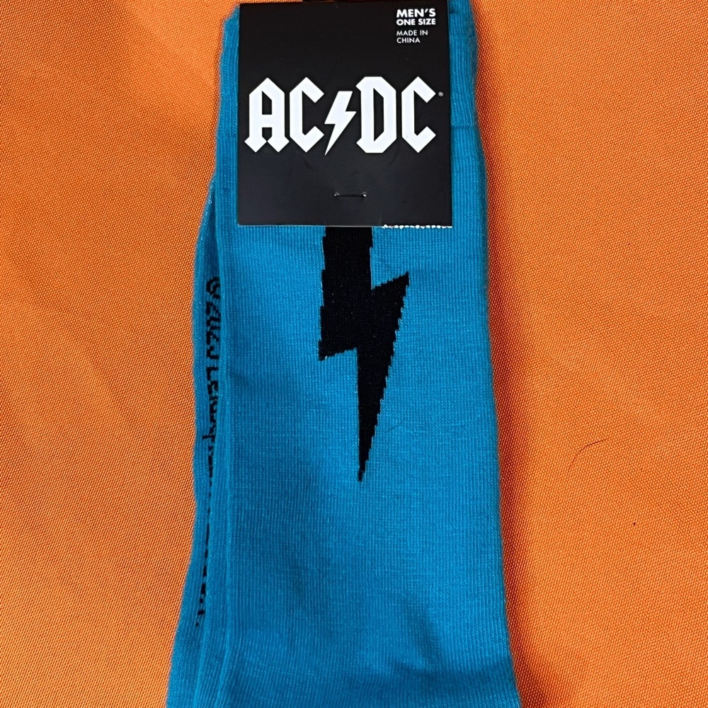 6/$25 AC/DC Men's Blue Socks - Picture 2 of 6